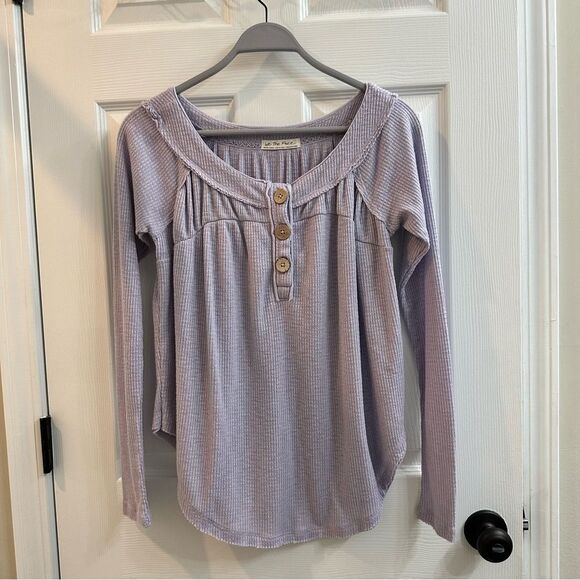 We The Free People Women’s Purple Must Have Thermal Henley Top size XS - Picture 1 of 10